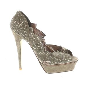 Jeffrey Campbell LUXE Turner Gray  Studded Heels Size 8.5 peep toe
